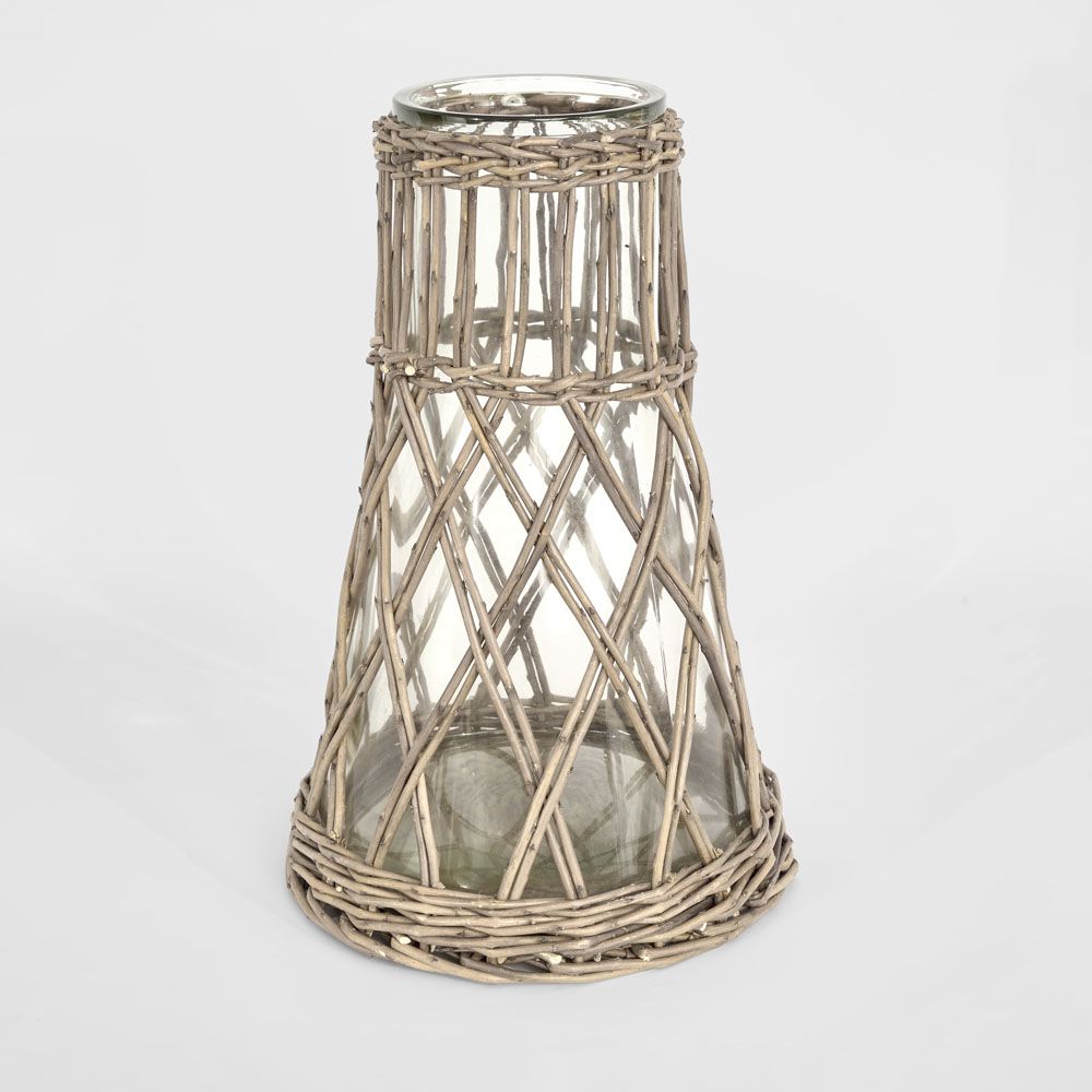 Statement tall willow floor vase with open lattice design for living room and hallway decor