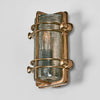 Harley Wall Light IP54 solid brass with clear ribbed glass and brass cage – industrial outdoor wall sconce for patios, entryways, bathrooms, and gardens