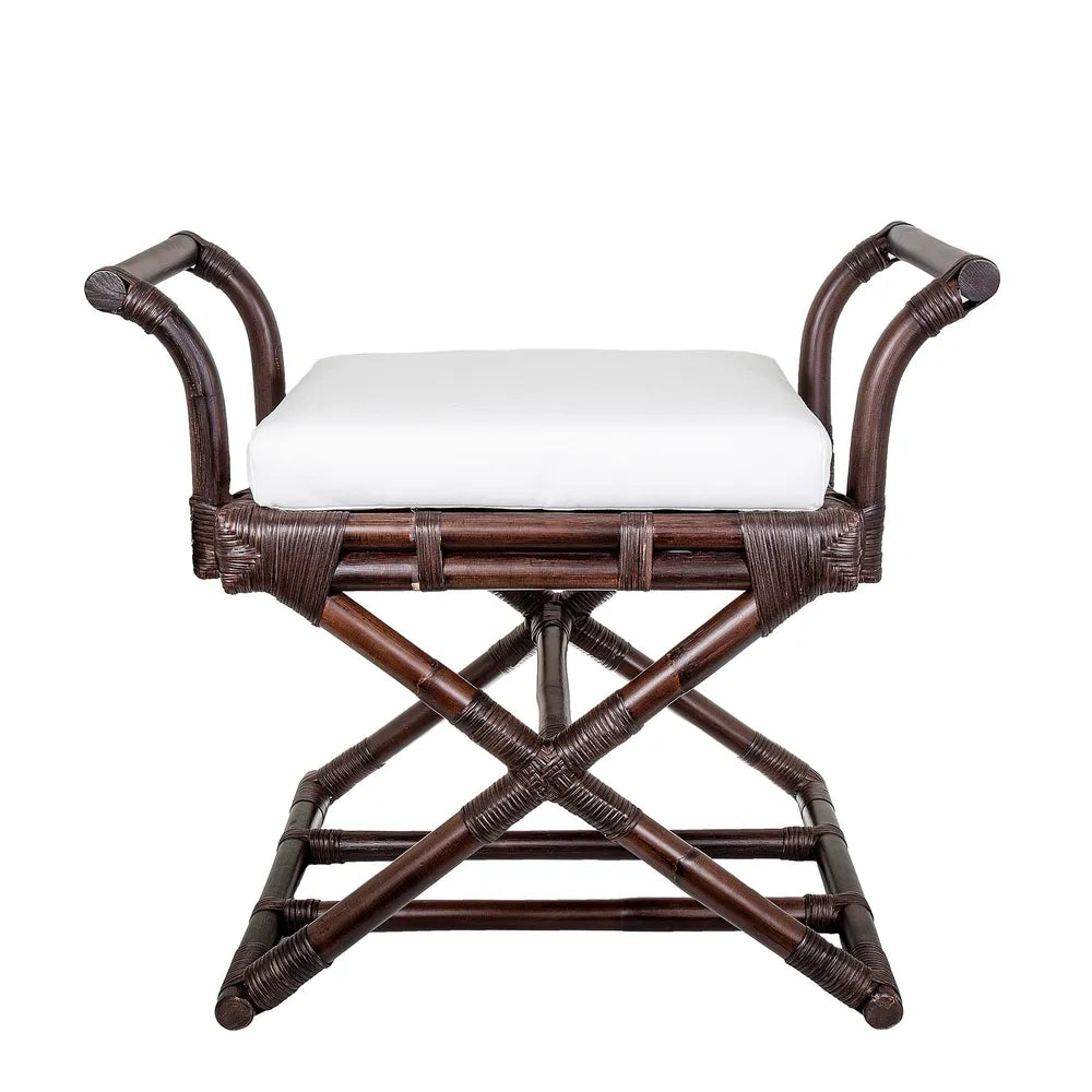 Bahamas Rattan Cross Leg Stool Brown with Cushion