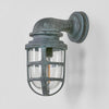 Porto wall light with clear glass and solid brass cage, IP54 weather-rated wall sconce for indoor or outdoor use in industrial, rustic, or coastal décor