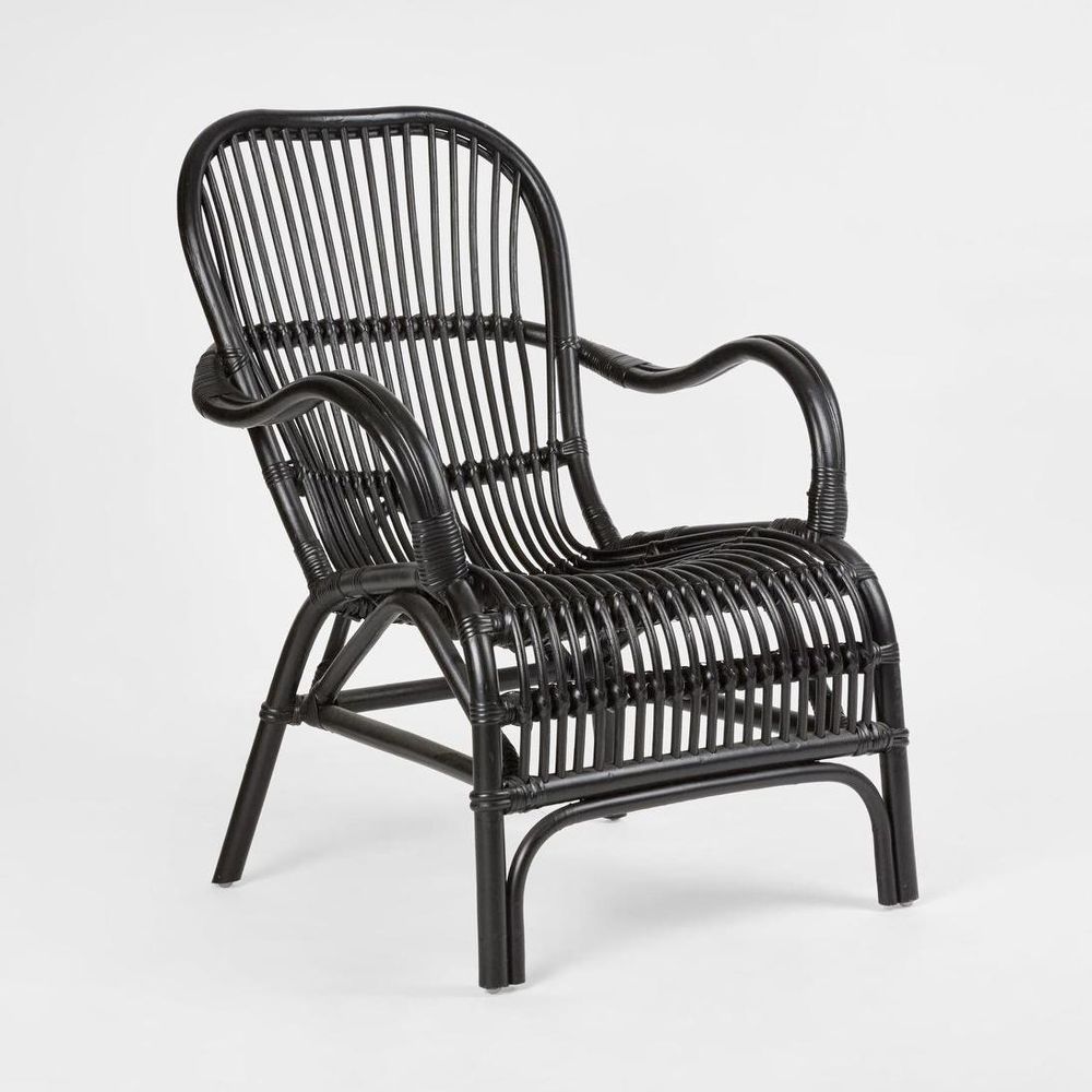 Natural rattan lounge chair with artisan weave and comfortable high backrest