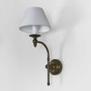 Soho Wall Lamp curved rod wall sconce with linen fabric shade – modern industrial mid-century wall light for bedroom or hallway