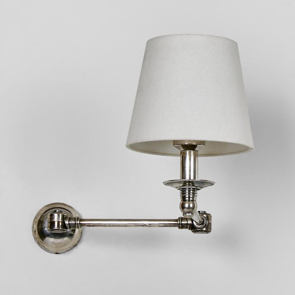 Portland Swing Arm Wall Light in antique brass or silver – industrial adjustable bedside wall sconce with vintage charm