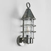 Eastwood Wall Light IP54 solid brass with clear glass and brass metal cage – industrial outdoor wall sconce for patios, entryways, bathrooms, and gardens