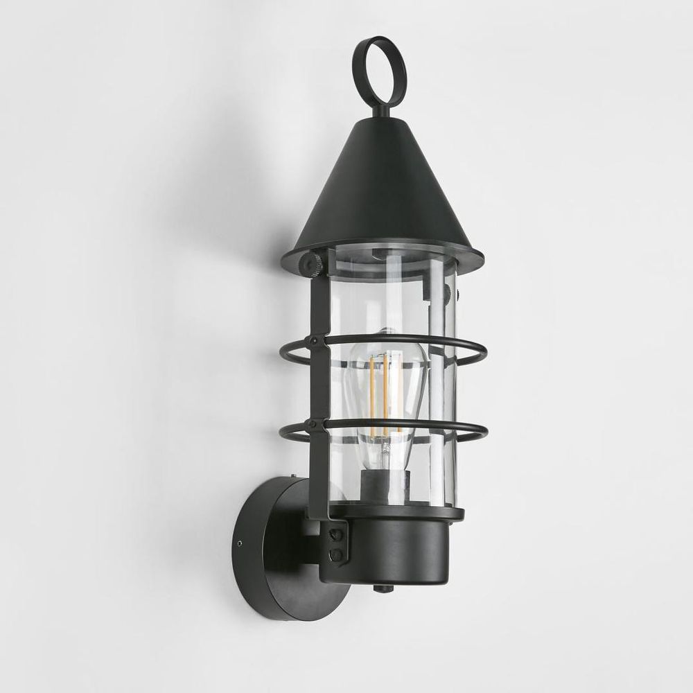 Eastwood Wall Light IP54 solid brass with clear glass and brass cage – vintage industrial outdoor wall sconce for patios, entryways, and bathrooms