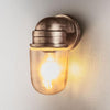 Nautical Wall Light IP54 solid brass with clear glass – industrial maritime outdoor wall sconce for patios, entryways, and bathrooms