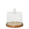 Lorna glass cloche cake cover with wooden base cylindrical dessert display dome