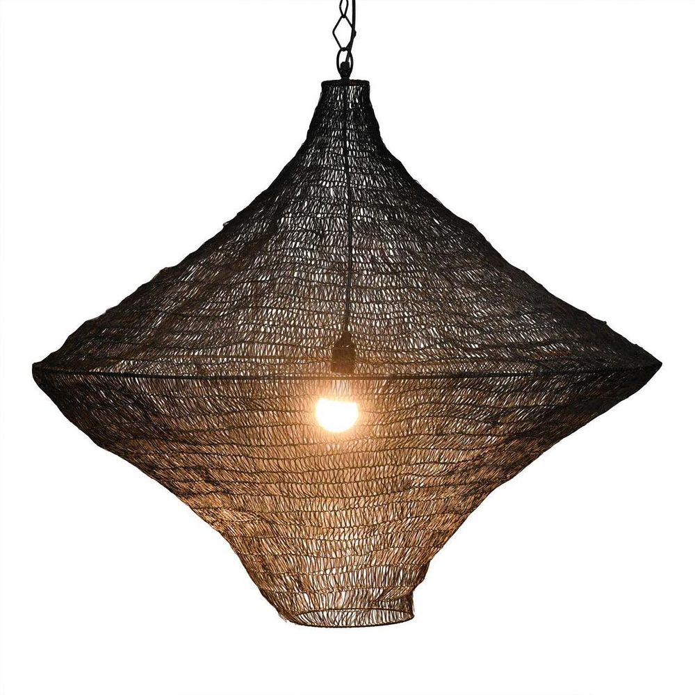 Metropolitan ceiling pendant with large diamond-shaped aluminium shade in black and brass finish, adjustable modern hanging light for dining rooms, living spaces, and bedrooms