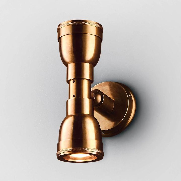 Bayport Two-Light Outdoor Wall Lamp IP54 solid brass – industrial wall sconce for entrances, balconies, and walkways with dual LED GU10 lighting