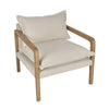 Coolum natural armchair with curved solid wood frame, soft velvet upholstery, and plush cushioned seating