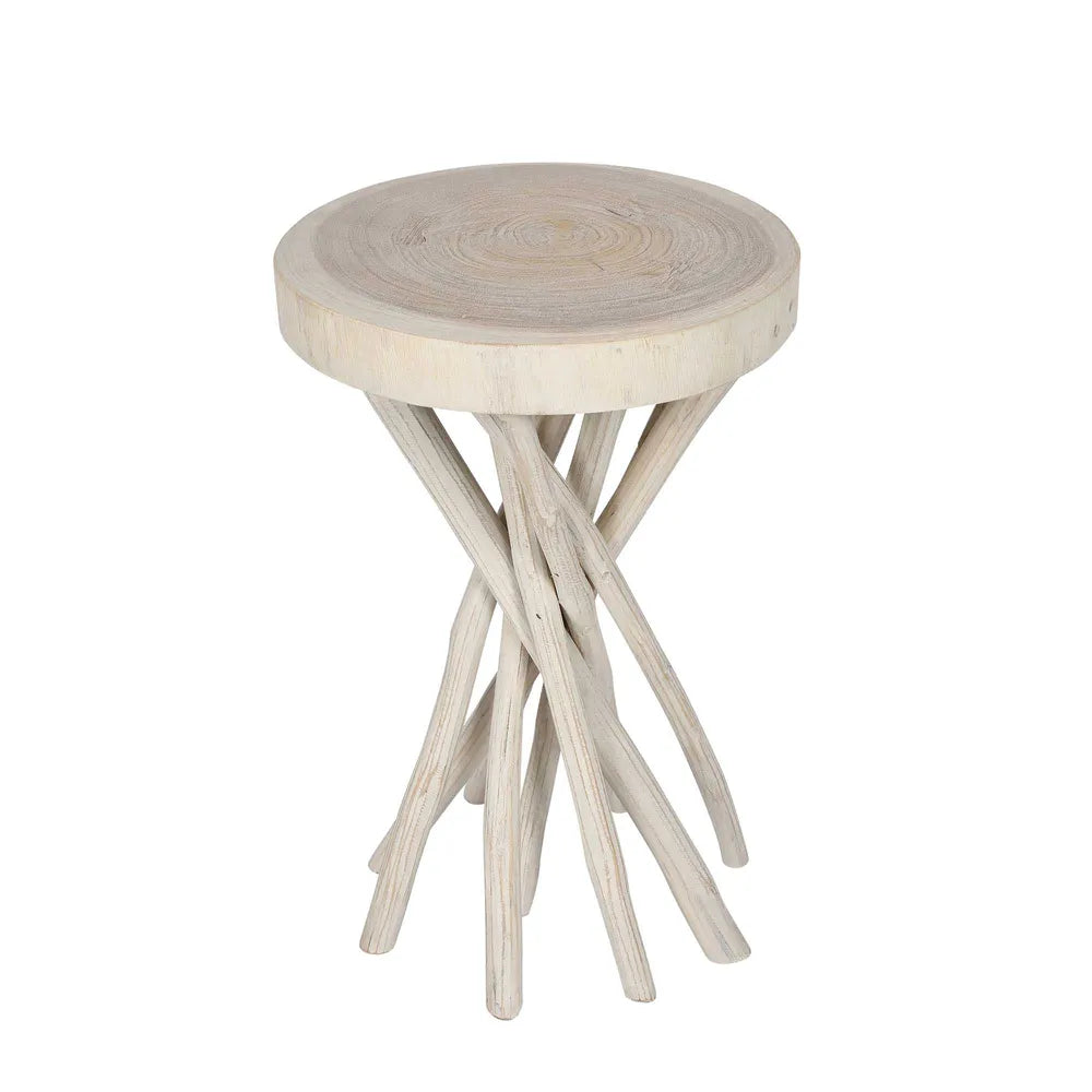 Tiki Side Table White Wash