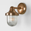 Jade Outdoor Wall Light Brass with closed ribbed glass – IP54 solid brass outdoor wall sconce for patios, entryways, and garden walls