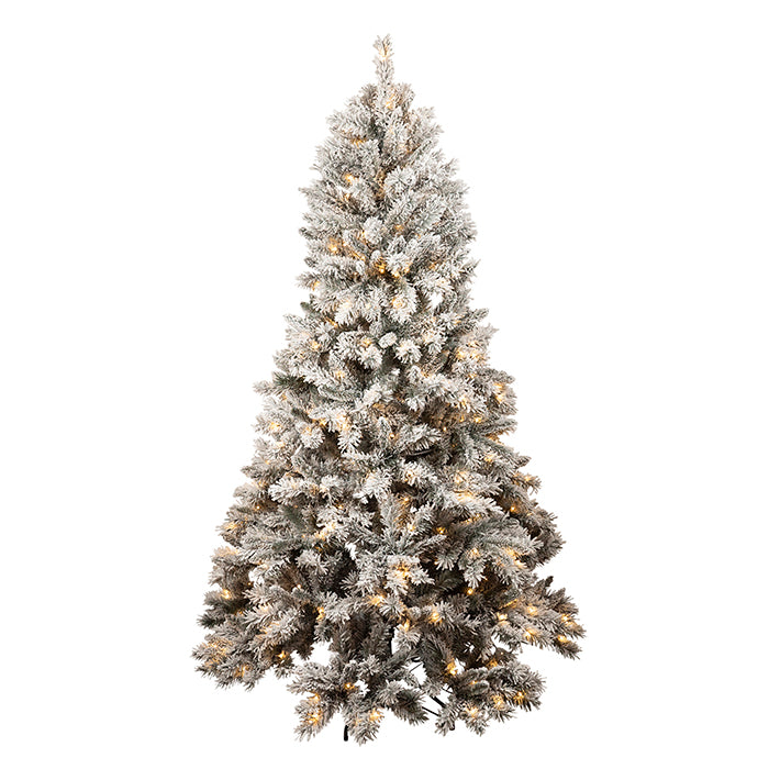 Flocked Snow Pine Tree w 370 Lights 210cm