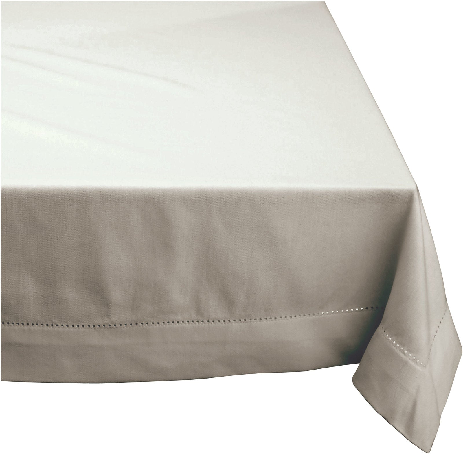 Elegant Hemstitch Tablecloth - 100% Cotton - 180cm Round in Oatmeal
