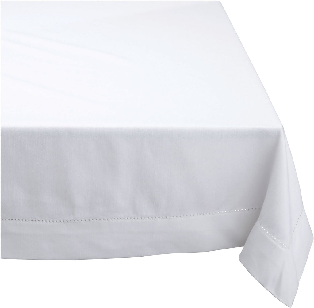 Elegant Hemstitch Tablecloth - 100% Cotton - 150x260cm in White