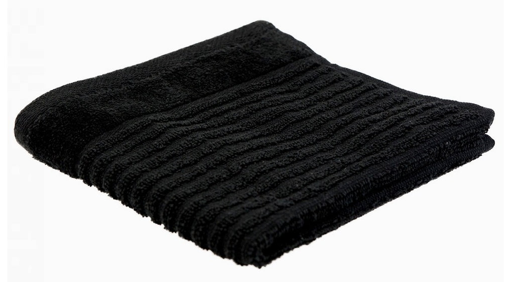 Jenny Mclean Royal Excellency Face Towel 2 ply sheared Border 600GSM in Black