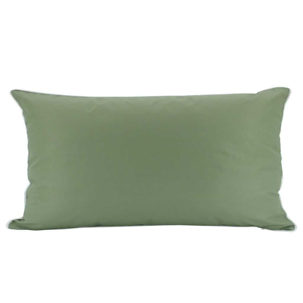 Outdoor Lumbar Cushion - Olive & White Piping 30x50cm