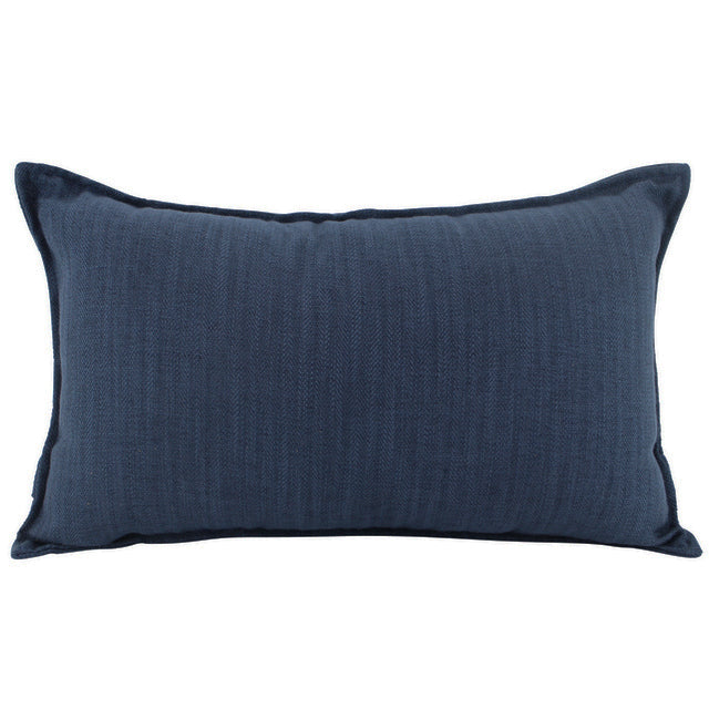 Linen Lumbar Cushion Navy 30x50cm