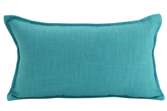 Linen Lumbar Cushion, Turquoise 30cm x 50cm