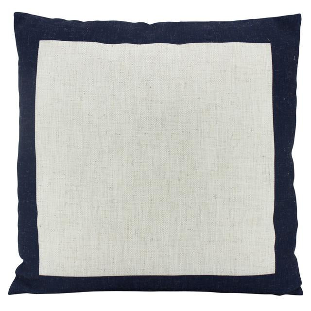 Linen Scatter Cushion, Navy Border 50cm x 50cm