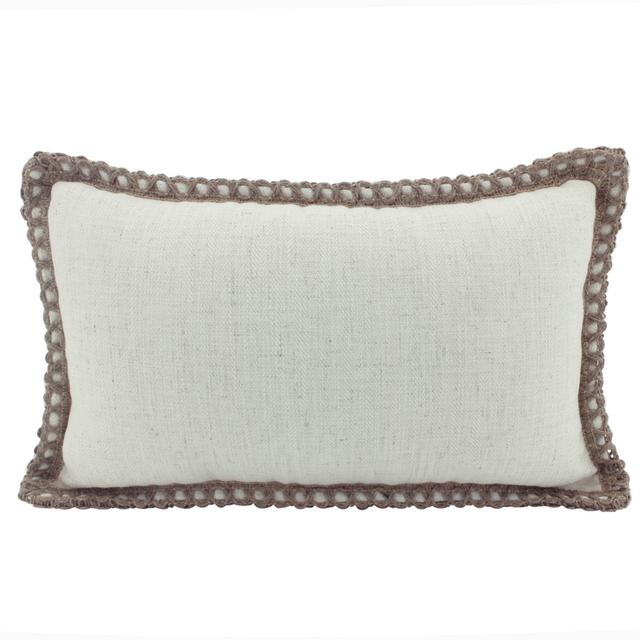 Jute & Linen Lumbar Cushion, Beige 30cm x 50cm