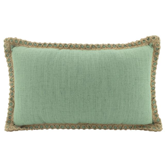 Jute & Linen Lumbar Cushion, Sage 50cm x 30cm