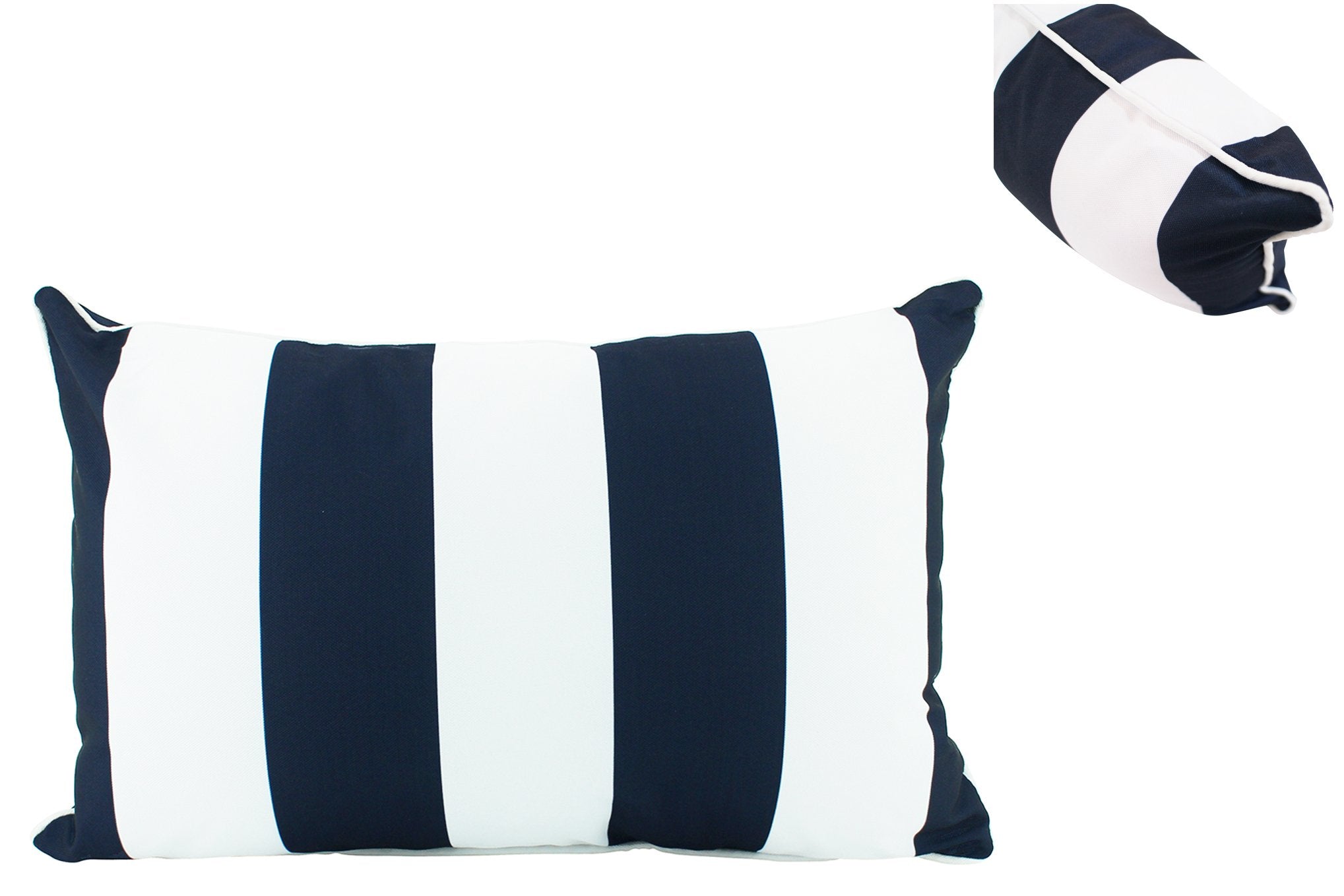 Outdoor Lumbar Cushion - Navy & White Stripe 30x50cm