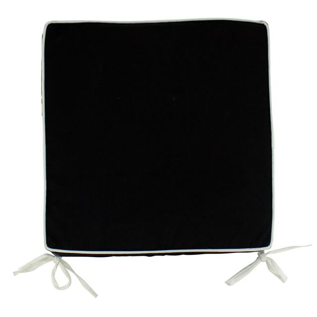Basic Indoor / Outdoor Double Sided Seat Pad, Black with white trim 42cm x 42cm