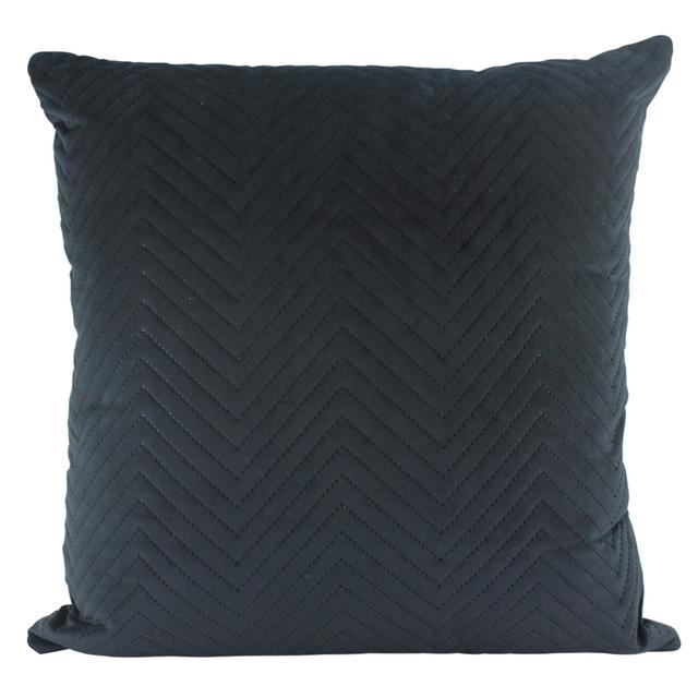 Velvet Quilted Cushion Black 50x50cm