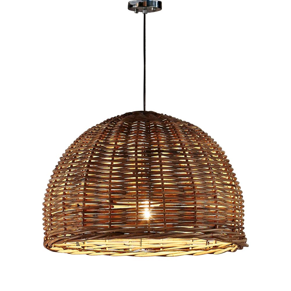 Round woven pendant deals light