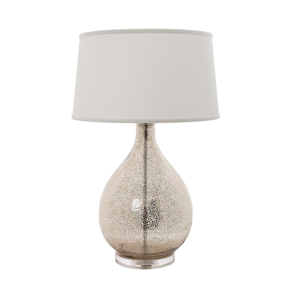 Brompton Table Lamp with Linen Shade Silver and Ivory