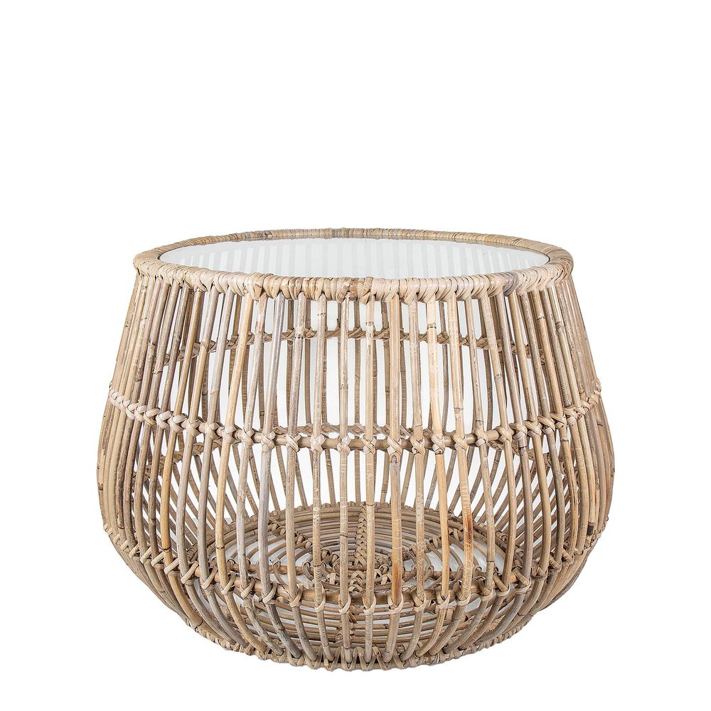 Haiti Round Basket Table Round Glass