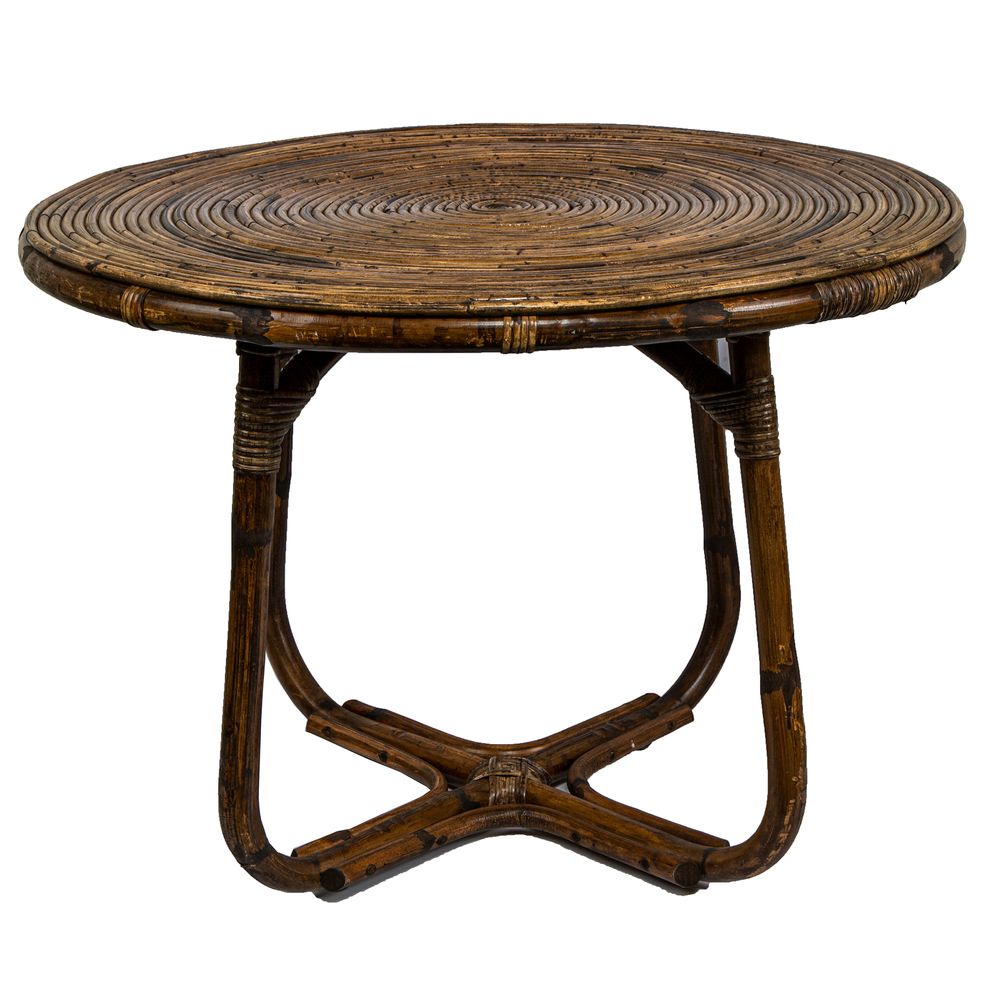 Lilo Rattan Round Table Antique