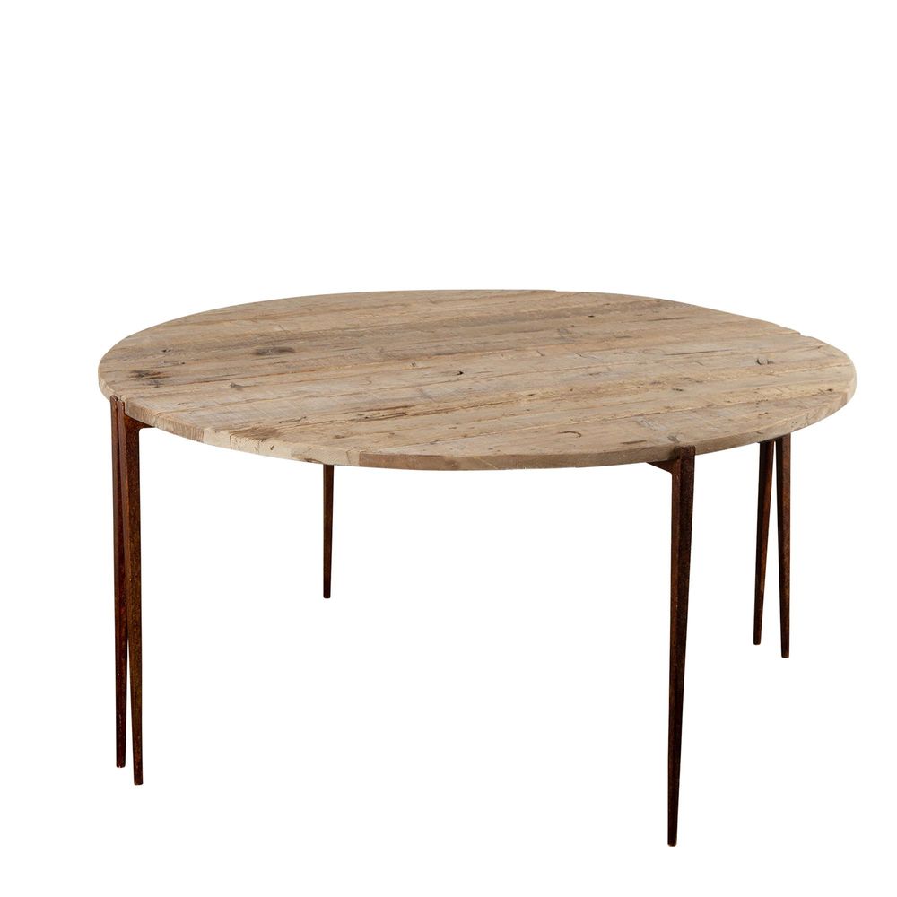 Sianna Wooden Metal Two Half Moon Round Dining Table