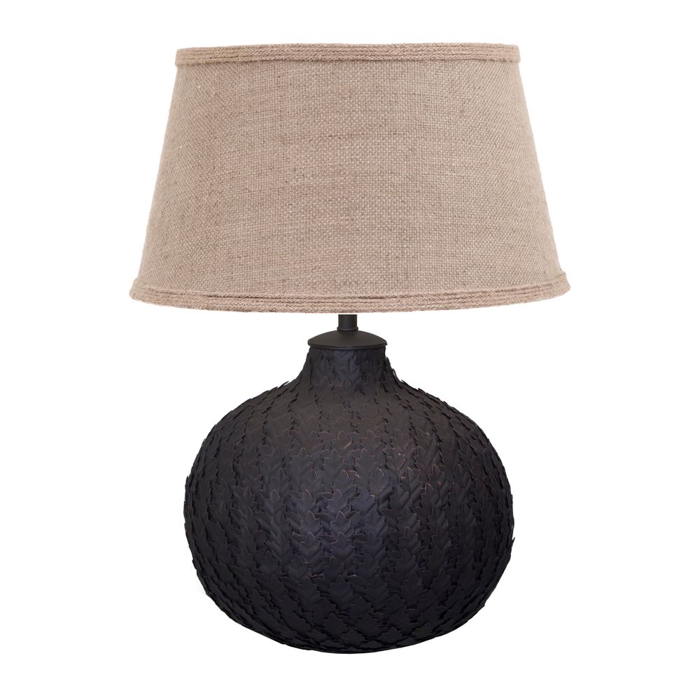 Topiary Bronze Metal Ball Table Lamp Base with Metal Leaves