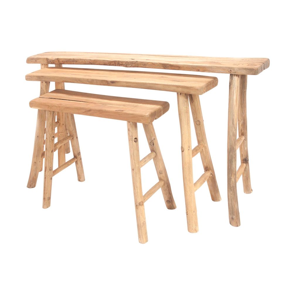 Yasen Wooden Table Set of 3 Natural