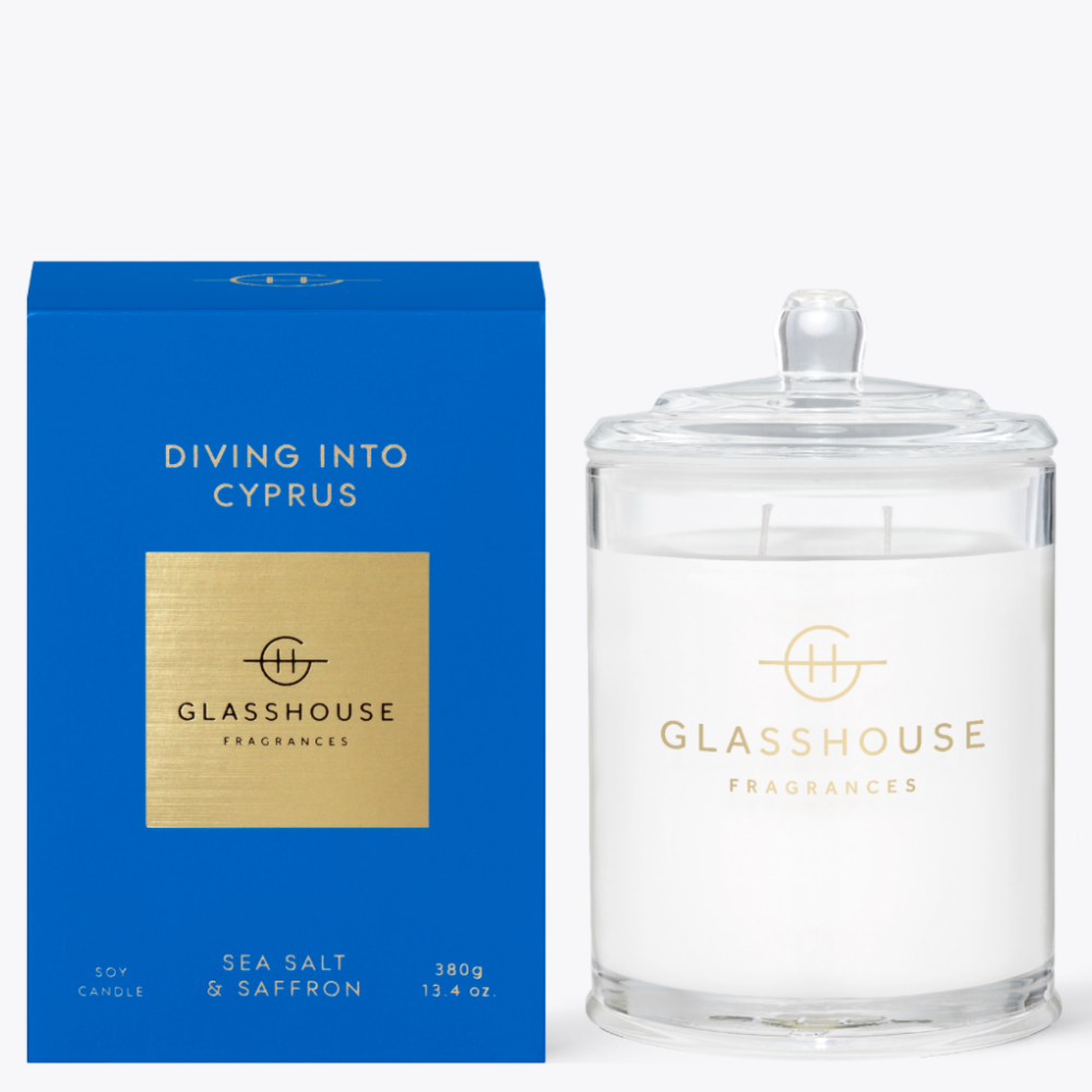 Glasshouse Triple Scented Soy Candle Scented Diving Into Cyprus 380g