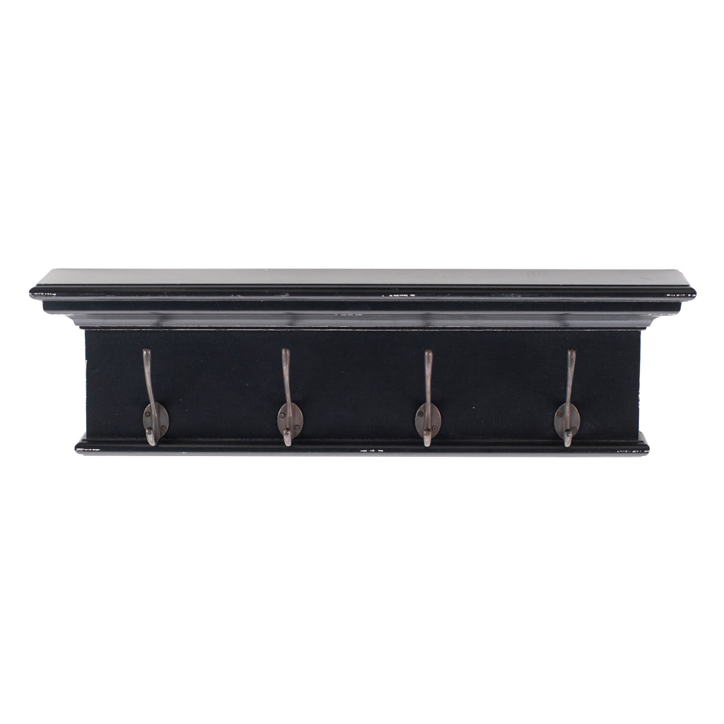 Halifax 4 Hook Coat Rack" Black White Antique Finish