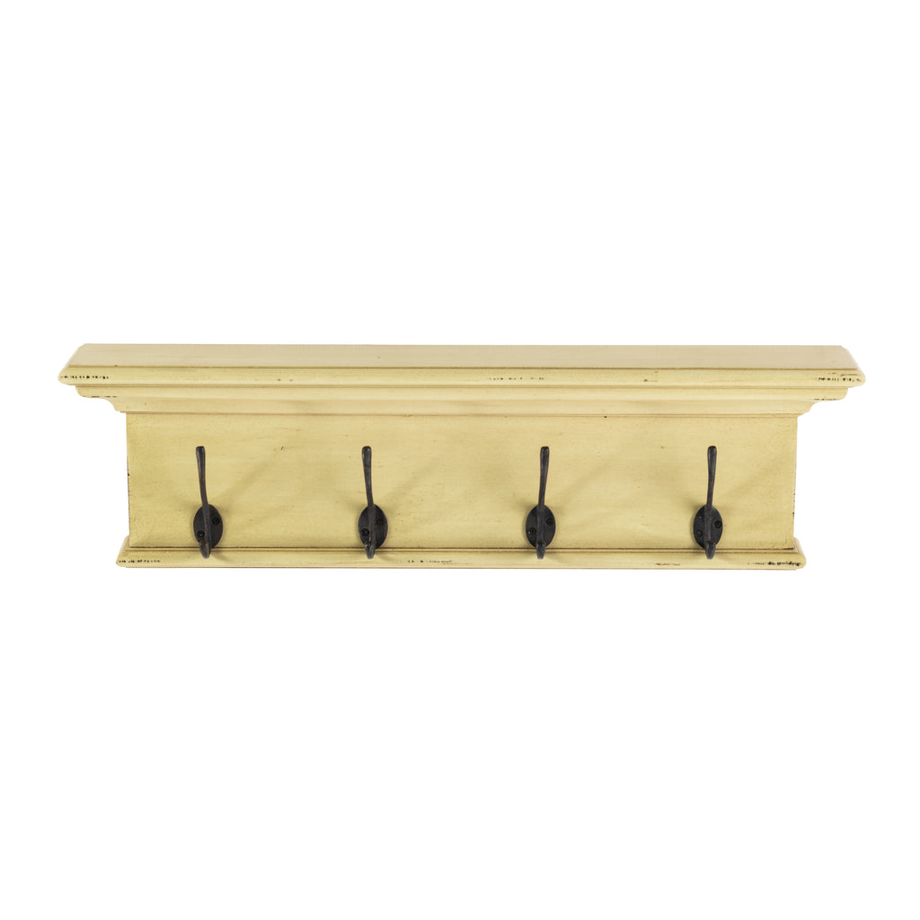 Halifax 4 Hook Coat Rack" Yellow Brown Antique Finish