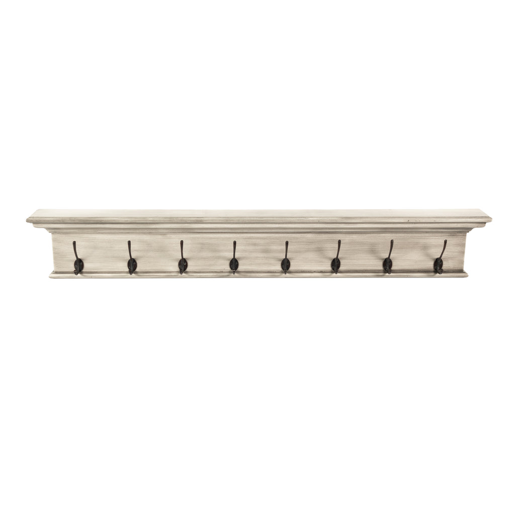 Halifax 8 Hook Coat Rack" White Rustic Finish