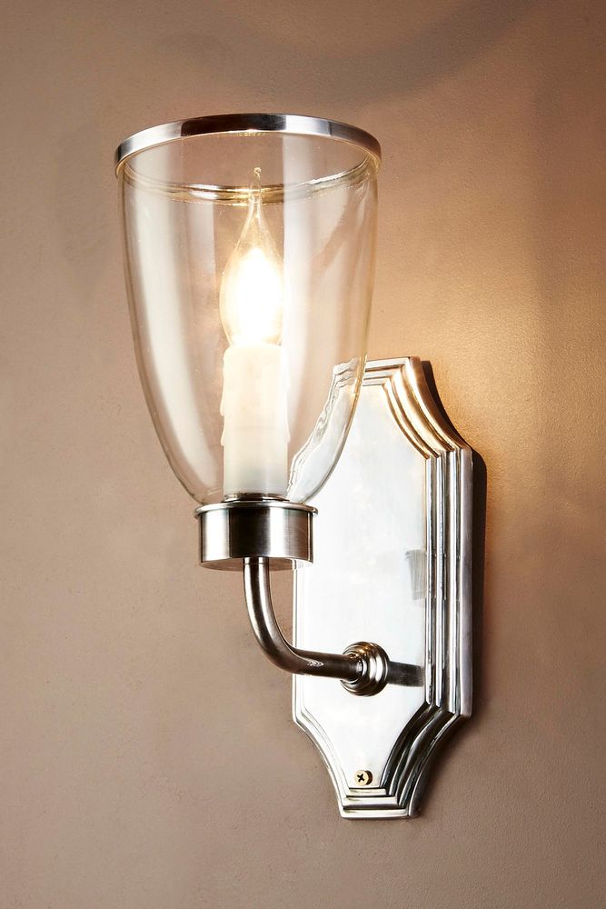 Westbrook Sconce Silver with Glass Shade