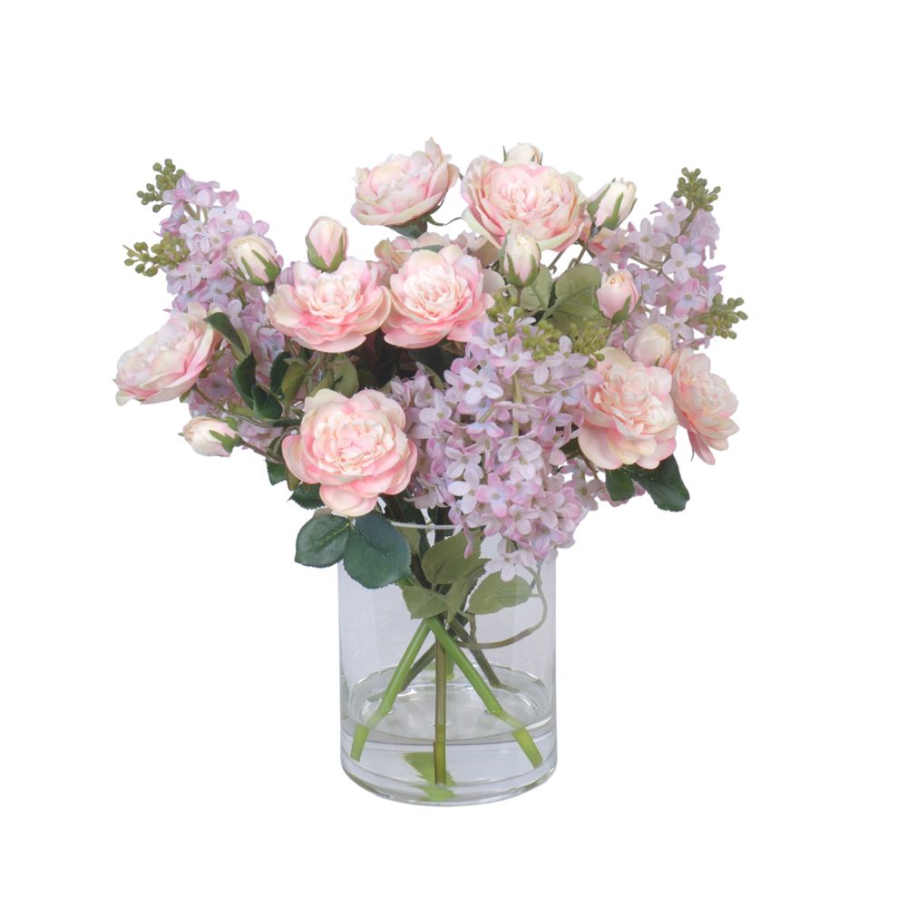 Lilac Mix in Glass Vase Pink 35cm