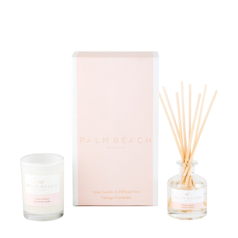 Palm Beach Vintage Gardenia Mini Candle  90g & Diffuser 50ml Gift Pack