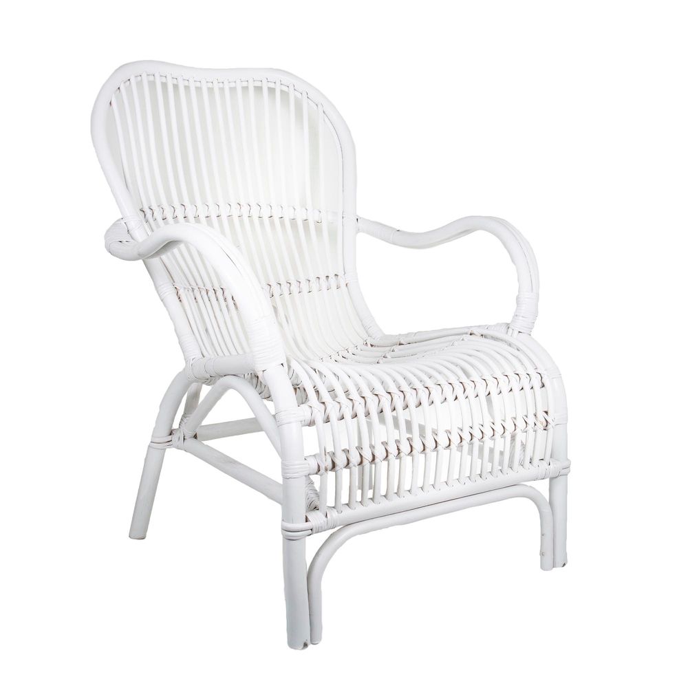 Classic Rattan Single Armchair White