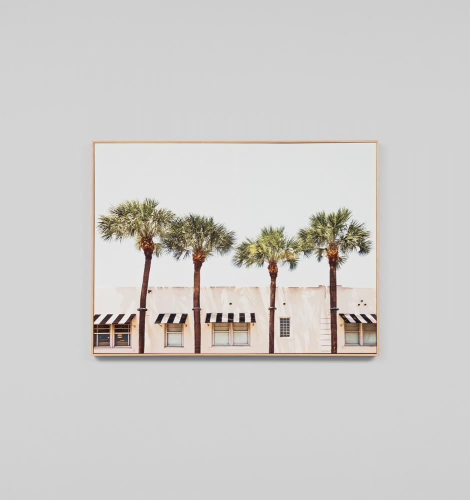 Retro Palm Trees Framed Canvas 100 x 75 cm