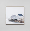 Boathouse On Winter Tide Framed Canvas 120 x 120cm